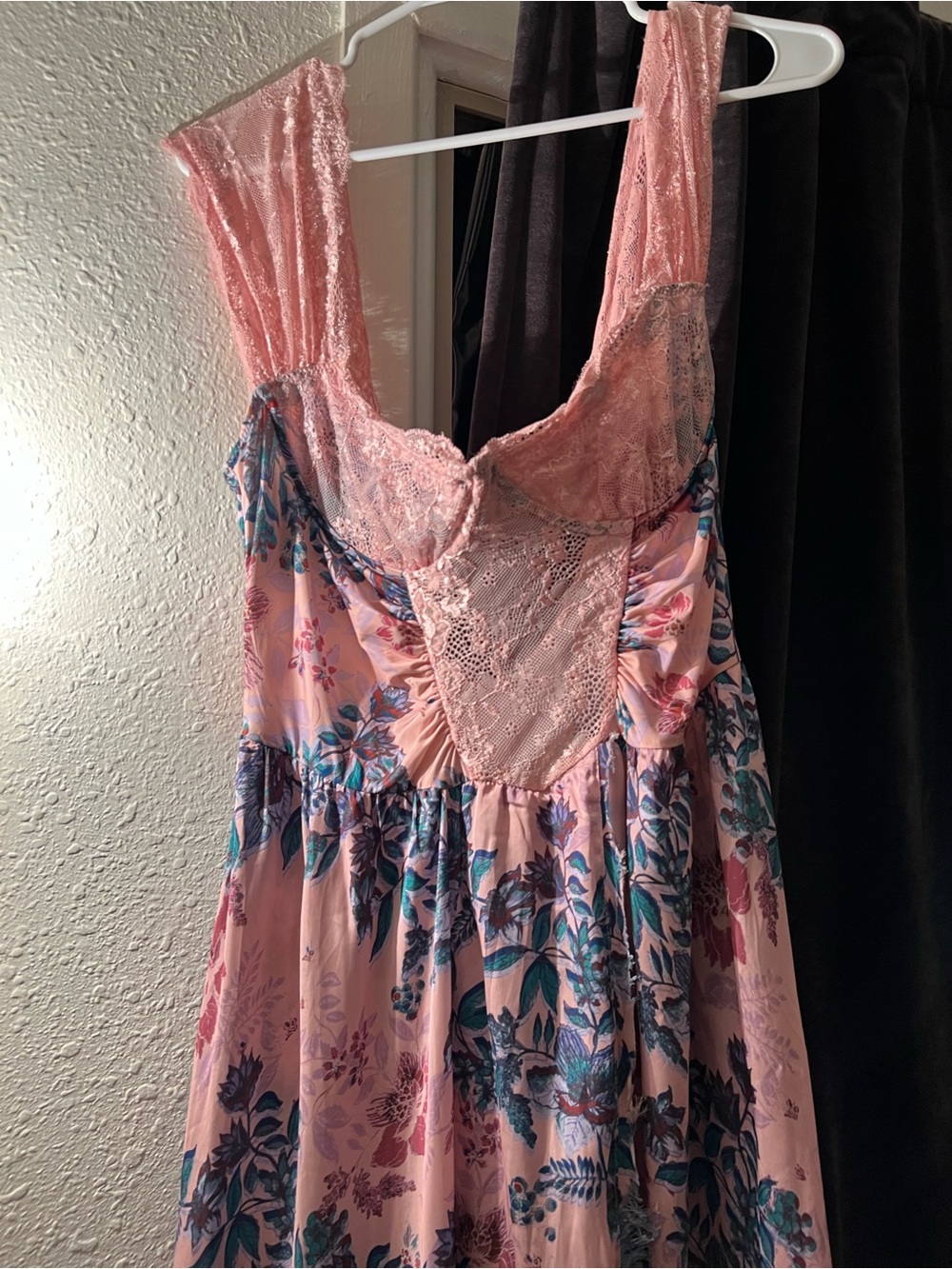 Free People Pink Floral Lace Maxi Dress sexy